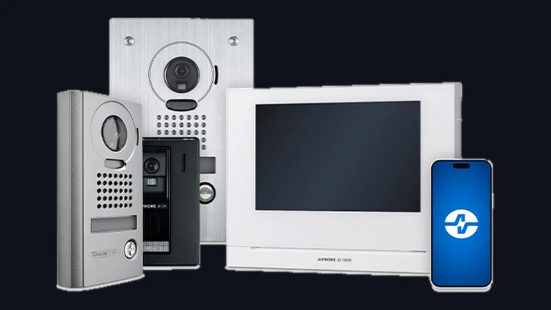 Aiphone JO Series door stations, JO-1MDW answering station and mobile app