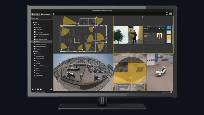 AXIS Camera Station Pro client on a monitor
