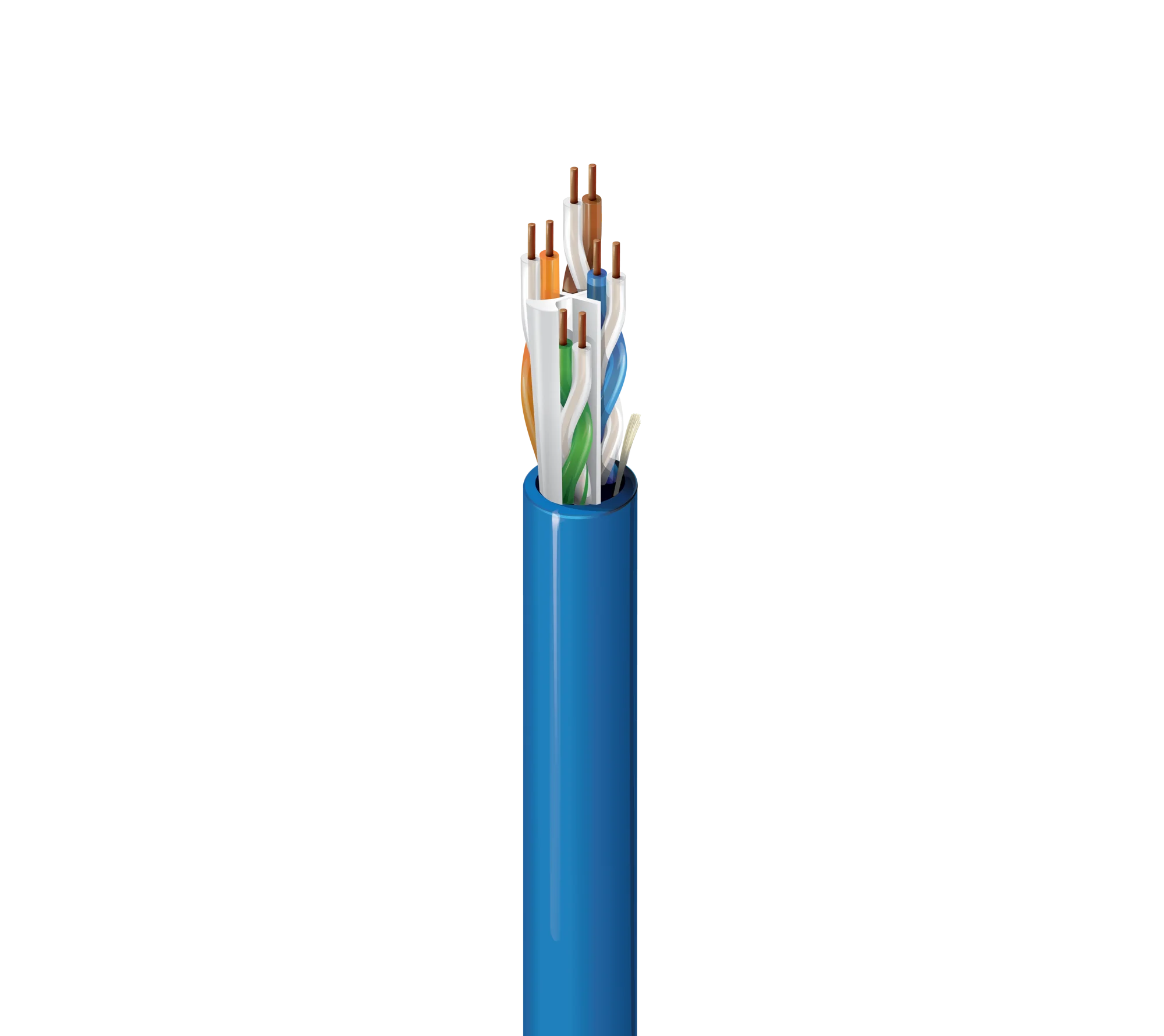 Blue unshielded Cat6A cable